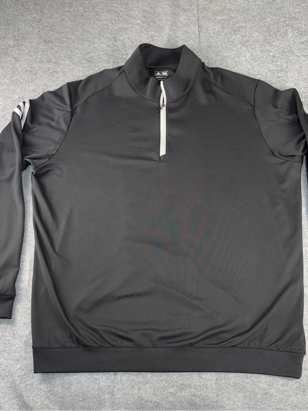 Adidas Golf XL Black Quarter Zip | White Stripe Detail